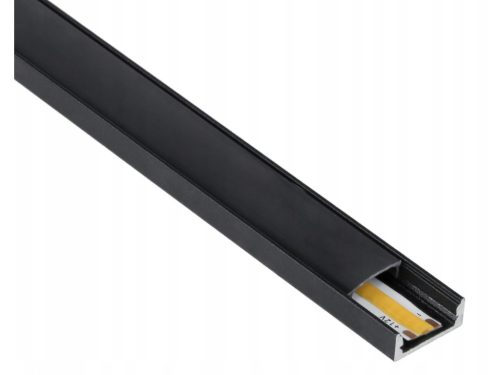 Alumínium U profil szett, fekete, opál búrával, 2 méter, 12.4 mm