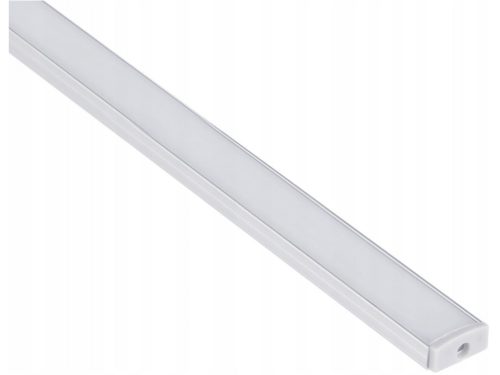 Alumínium U profil szett, ezüst, opál búrával, 2 méter, 12.4 mm