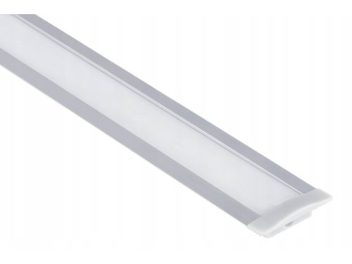 Alumínium süllyeszthető U profil szett, ezüst, opál búrával, 2 méter, 12.4 mm